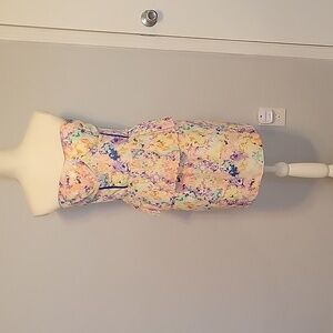 Colorful Strapless Peplum Dress - Size M